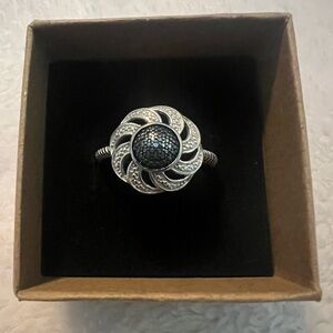 Blue Diamond Chuck Clemency STS Sterling Silver .925 Pave Ring